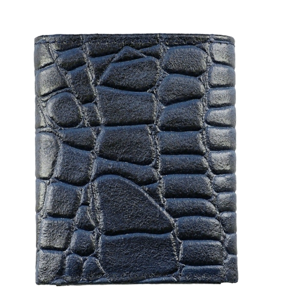 New Age Other - Mens Navy 100% Real Leather Trifold Wallet